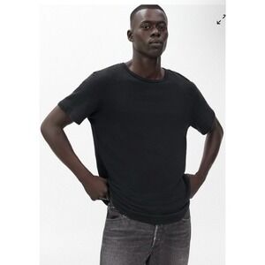 Rag & Bone Men Size XL MATTHEW Slub Jersey Tee T-Shirt Black Cotton ‼️READ‼️‎